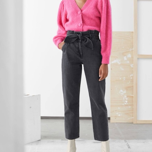 & Other Stories Denim - & Other Stories Black Paperbag Waist Jeans High Waist Size 0